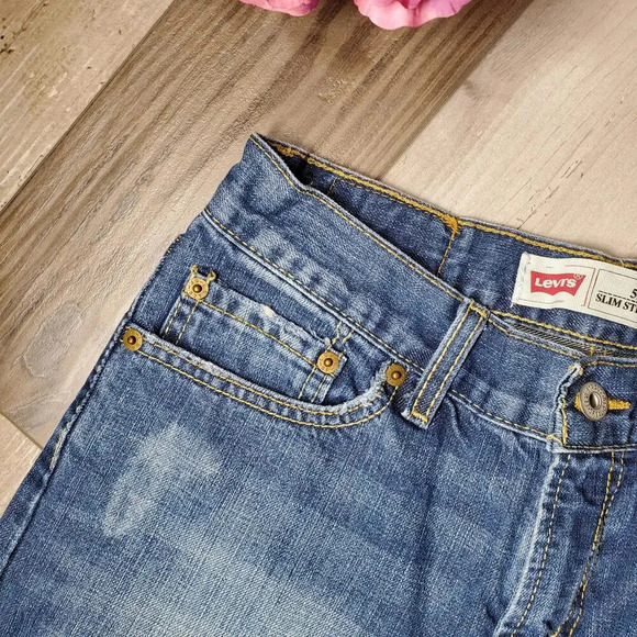 Levi's 514 Slim Straight Medium Wash Boys Size 16 Regular Jeans W28 L28 - Picture 8 of 12